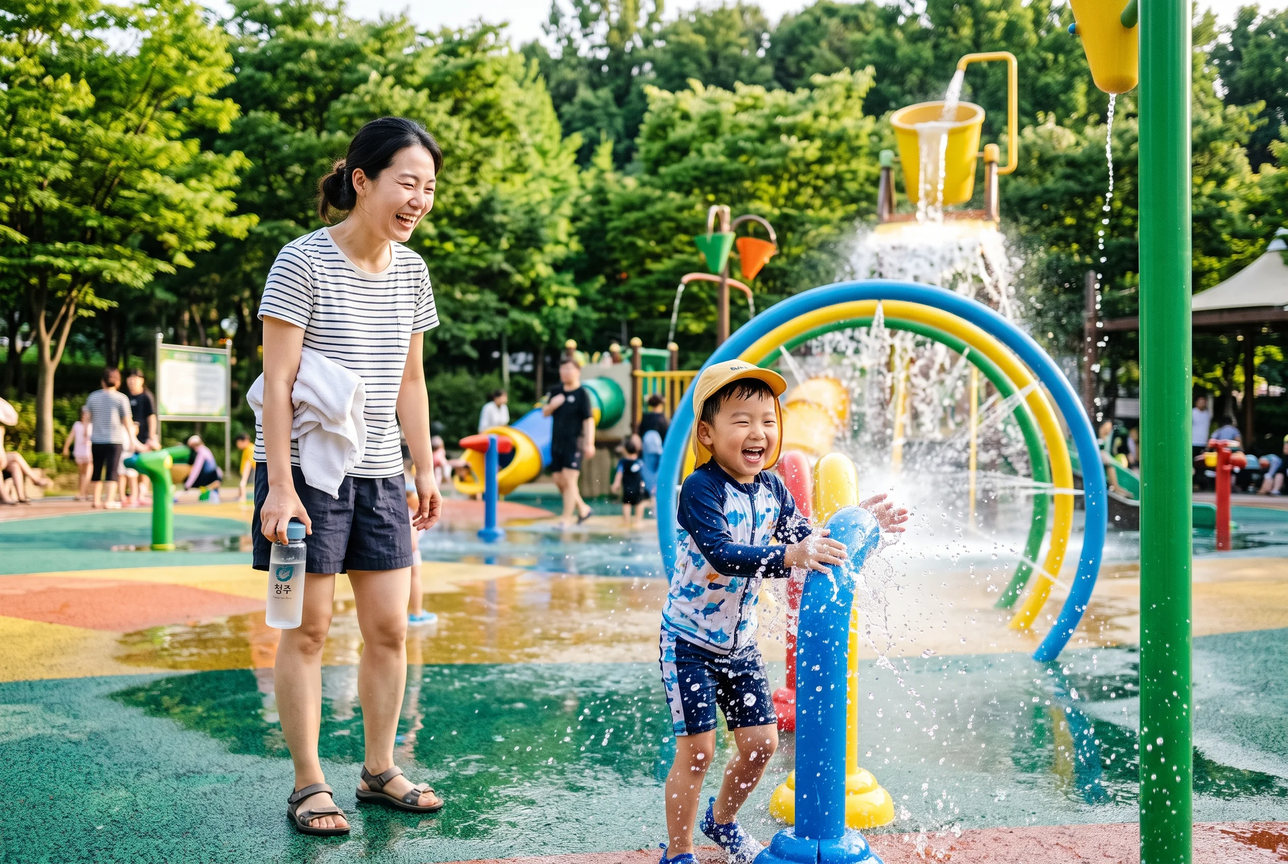 청주 물놀이장 엄마와 아이