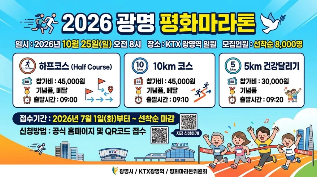 2026 광명 평화마라톤 대회 안내 포스터