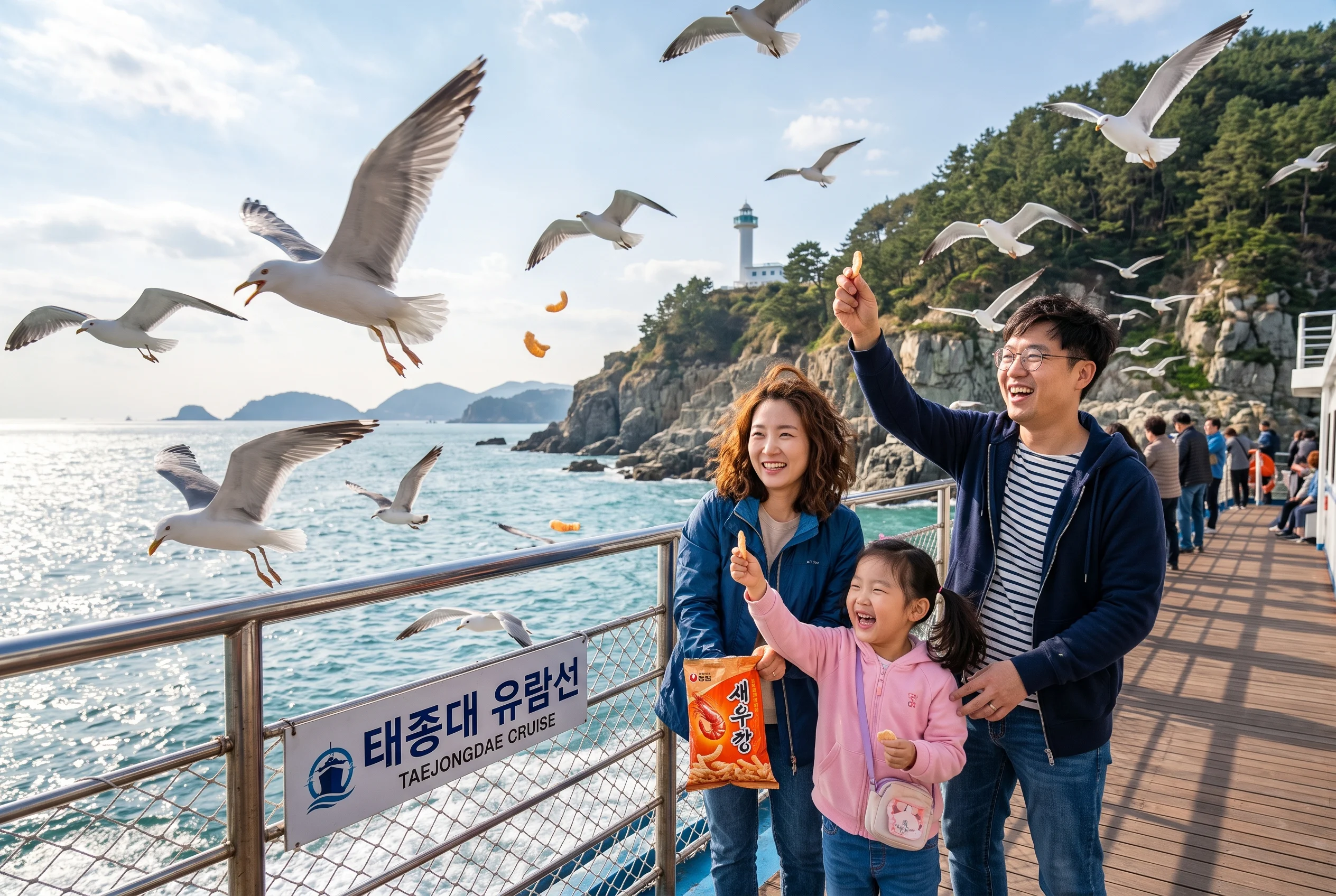 태종대 유람선 갈매기 먹이주기