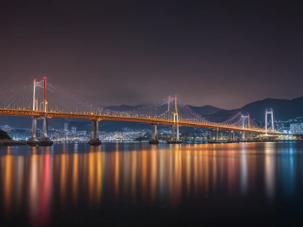 여수 돌산대교 야경 풍경