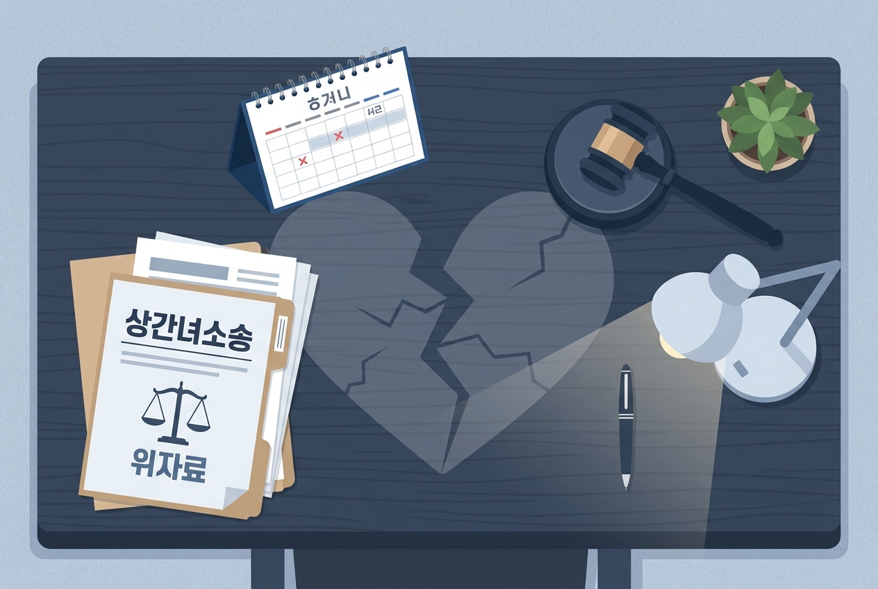 상간녀 소송 손해배상 법률 자료 일러스트